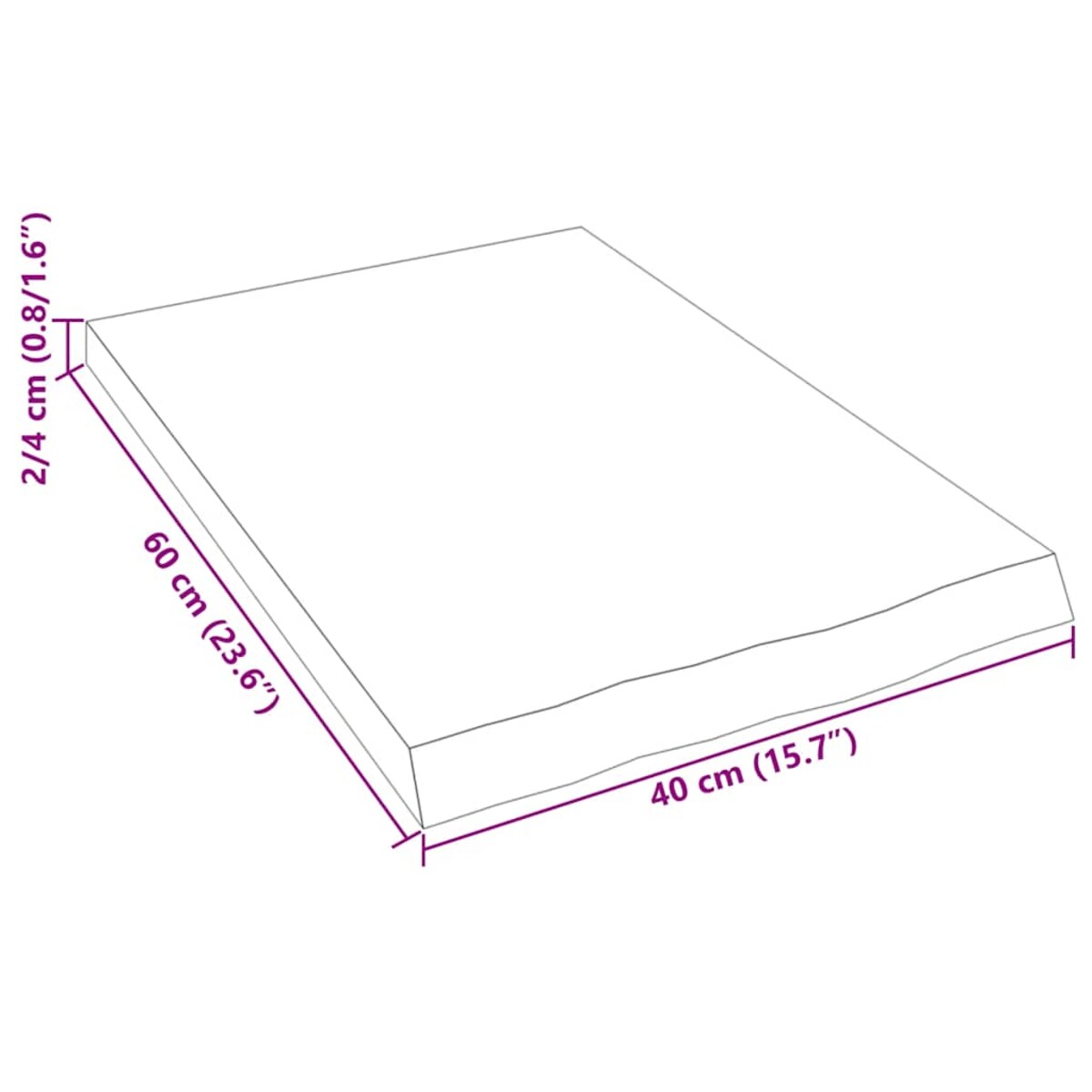 vidaXL Półka, 40x60x(2-4) cm, surowe lite drewno dębowe