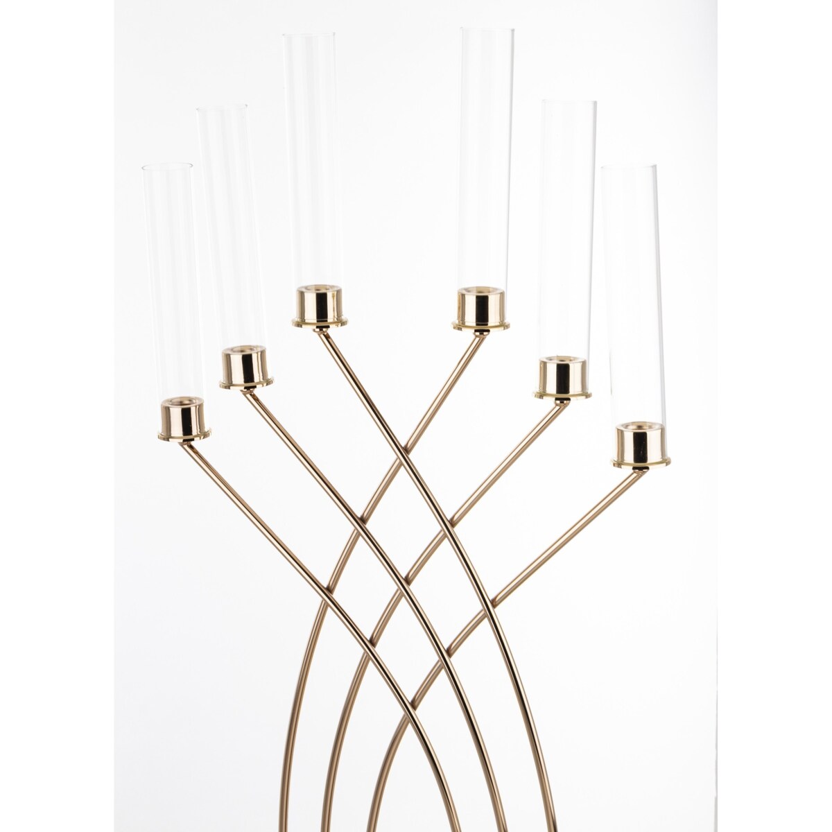 Świecznik metalowy na 6 świec złoty 118x50x28 cm ANELLI