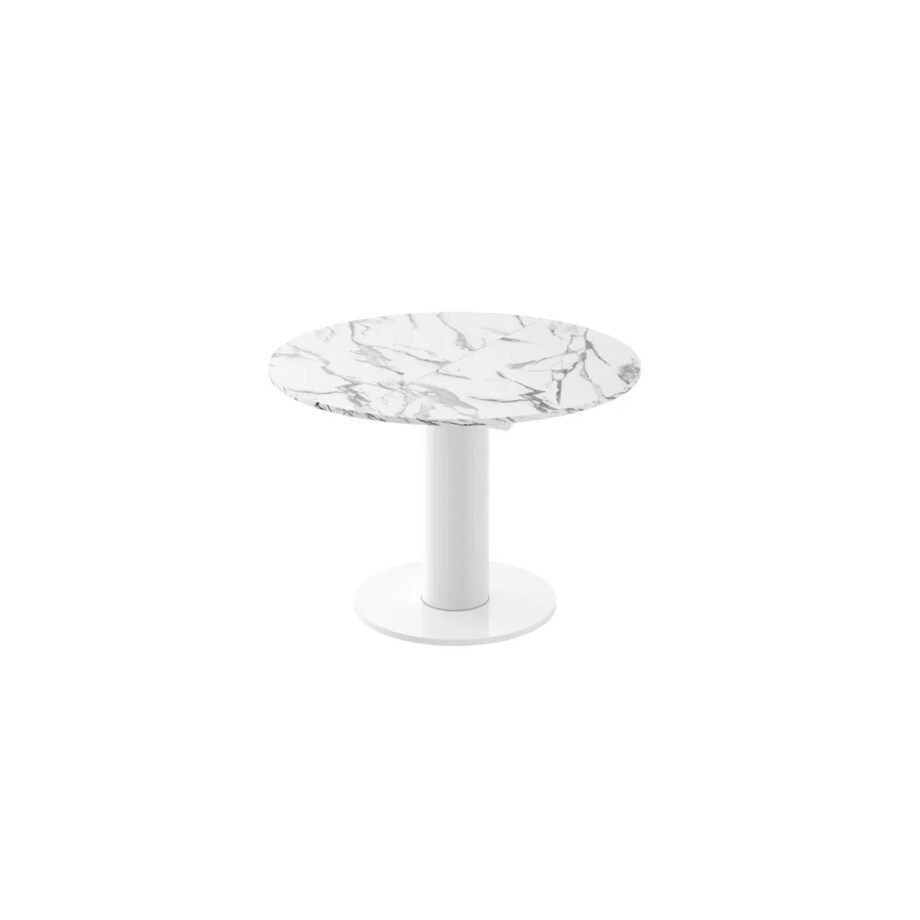 Stół rozkładany SOLO LUX 100(144)x100 biały marmur połysk/biały połysk