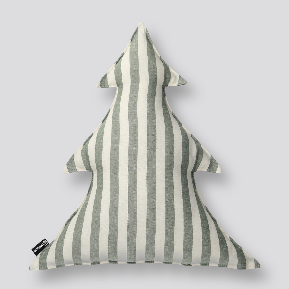 Poduszka Choinka 38x40cm, zielono-białe pasy (1,5cm), 38x40x8cm, Christmas