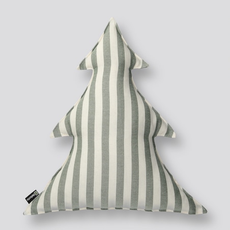Poduszka Choinka 38x40cm, zielono-białe pasy (1,5cm), 38x40x8cm, Christmas