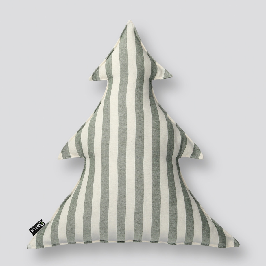 Poduszka Choinka 38x40cm, zielono-białe pasy (1,5cm), 38x40x8cm, Christmas