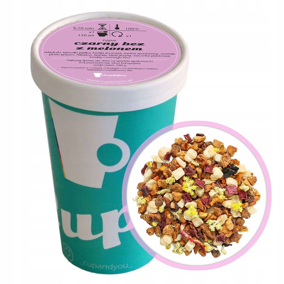 Herbata owocowa CZARNY BEZ Z MELONEM 150g najlepsza sypana napar czarny bez