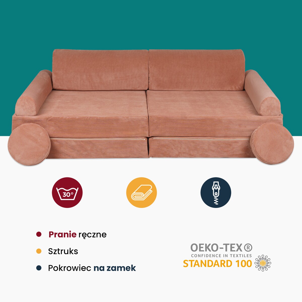 Sofa dla Dzieci Slimcord, Sztruksowa, Beżowa