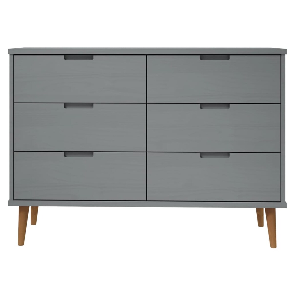 vidaXL Komoda MOLDE, szara, 113x40x80 cm, lite drewno sosnowe