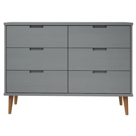 vidaXL Komoda MOLDE, szara, 113x40x80 cm, lite drewno sosnowe