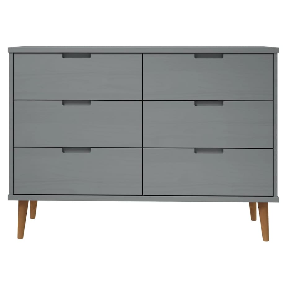 vidaXL Komoda MOLDE, szara, 113x40x80 cm, lite drewno sosnowe