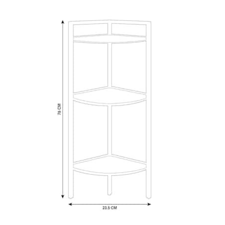Regał narożny metalowy, 3 półki z MDF, 23,5 x 23,5 x 76 cm