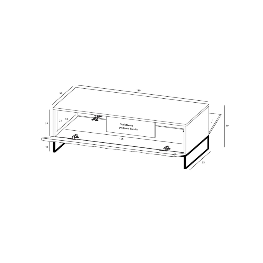 Nowoczesny Stolik kawowy Glamour prostokątny elegancka ława biały Mat 110 cm
