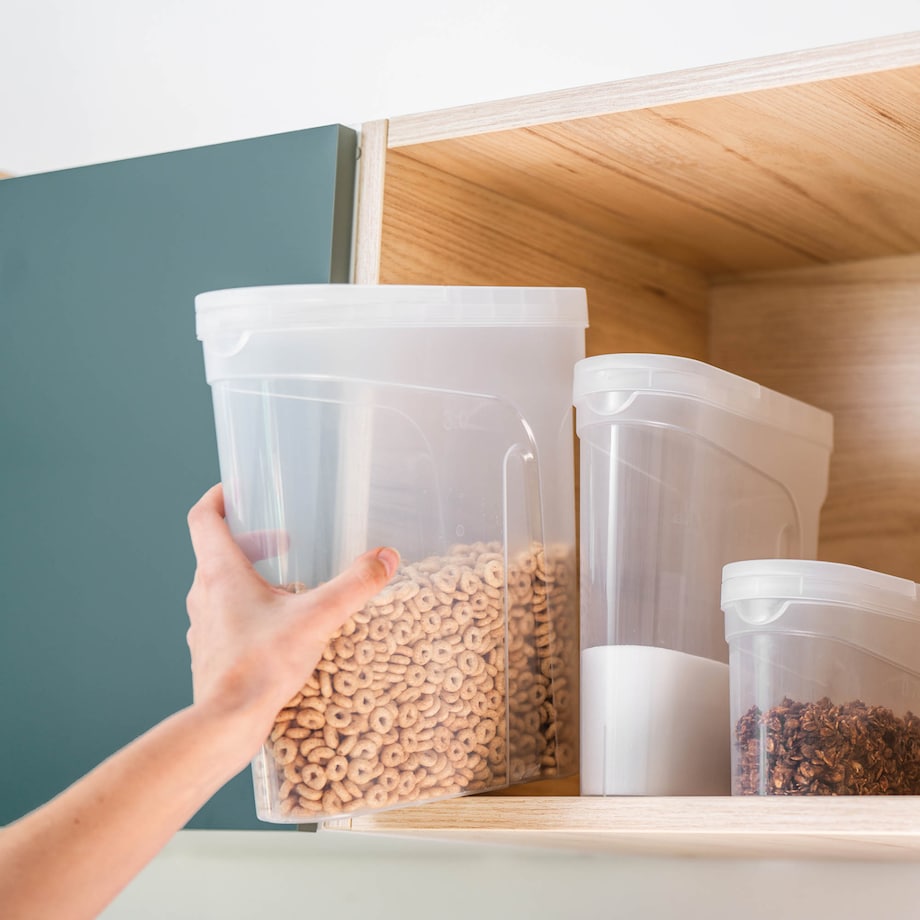 Pojemniki Na Żywność X3 Kuchenne Makaron Mąkę Cukier Kaszę Sypkie 1-4L