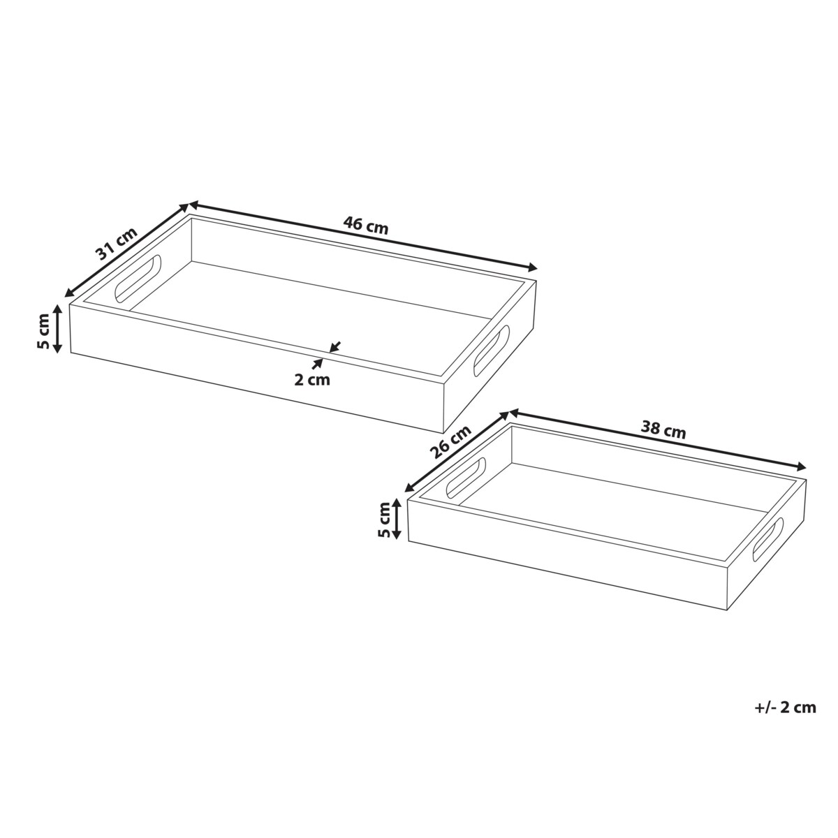Zestaw 2 tac do serwowania QUENA Drewno mango Jasnobrązowy
