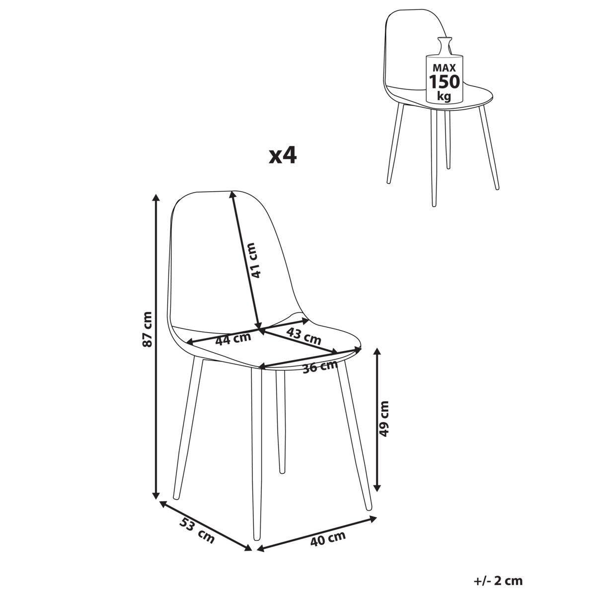 Zestaw 4 krzeseł do jadalni CRANDALL Jasnozielony