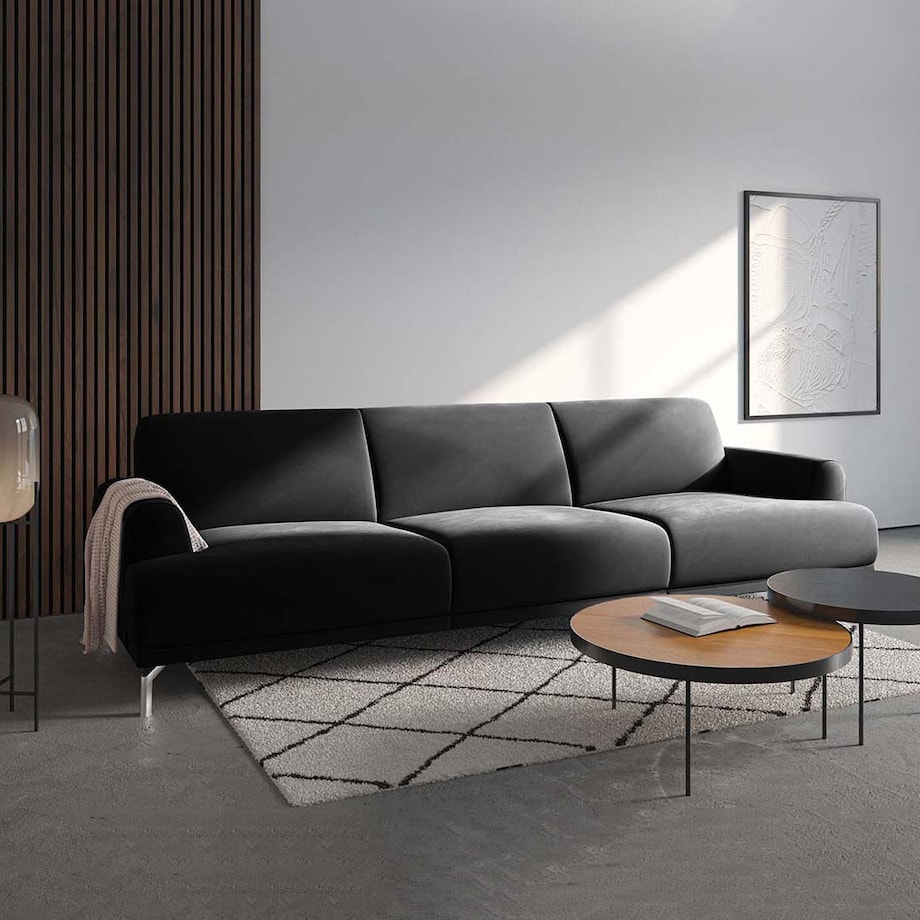 Sofa 3-osobowa Puzo - ciemnoszara