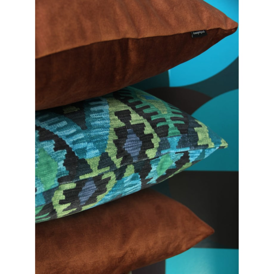 Poduszka welurowa Aztek Boho 45x45 cm -turkus
