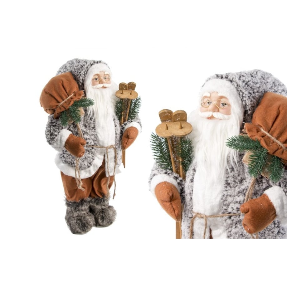 Dekoracja - święty Mikołaj z nartami i workiem 65x33 cm