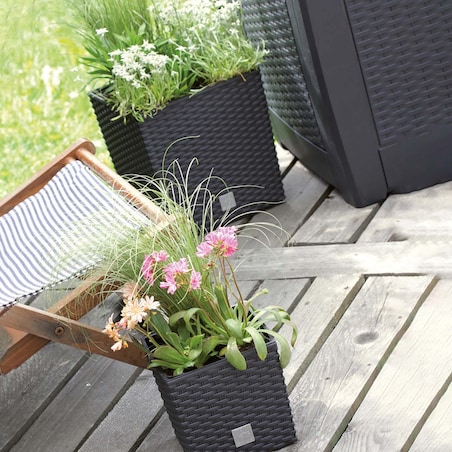 Doniczka Donica Ratanowa Kwadratowa Do Ogrodu Domu 9,8 L