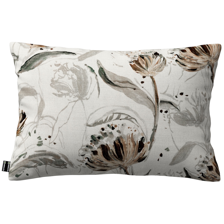 Poszewka Kinga na poduszkę prostokątną 47x28 kwiaty na jasnoszarym tle