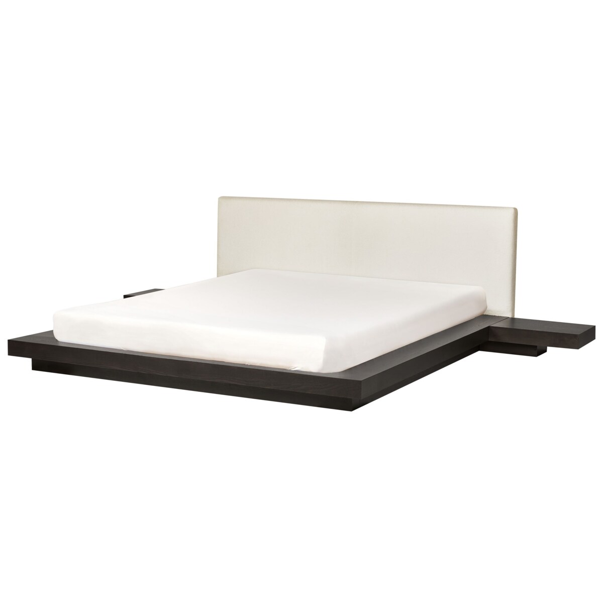 Łóżko wodne z zagłówkiem boucle 180 x 200 cm ciemne drewno ZEN