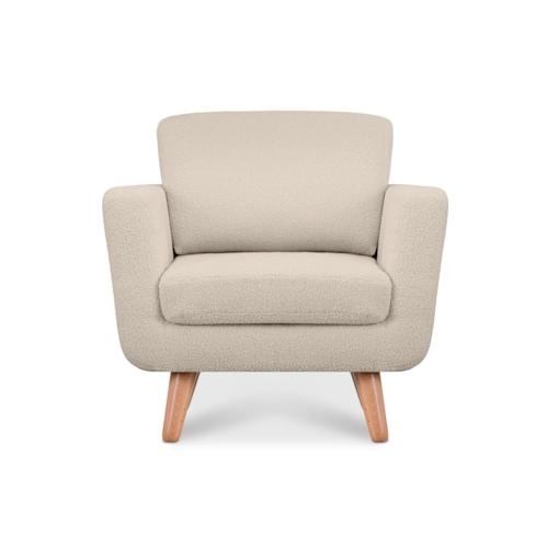 KONSIMO TAGIO Kremowy fotel skandynawski z tkaniny jagnięcej