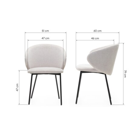 Krzesło tapicerowane jasnoszare/czarne nogi