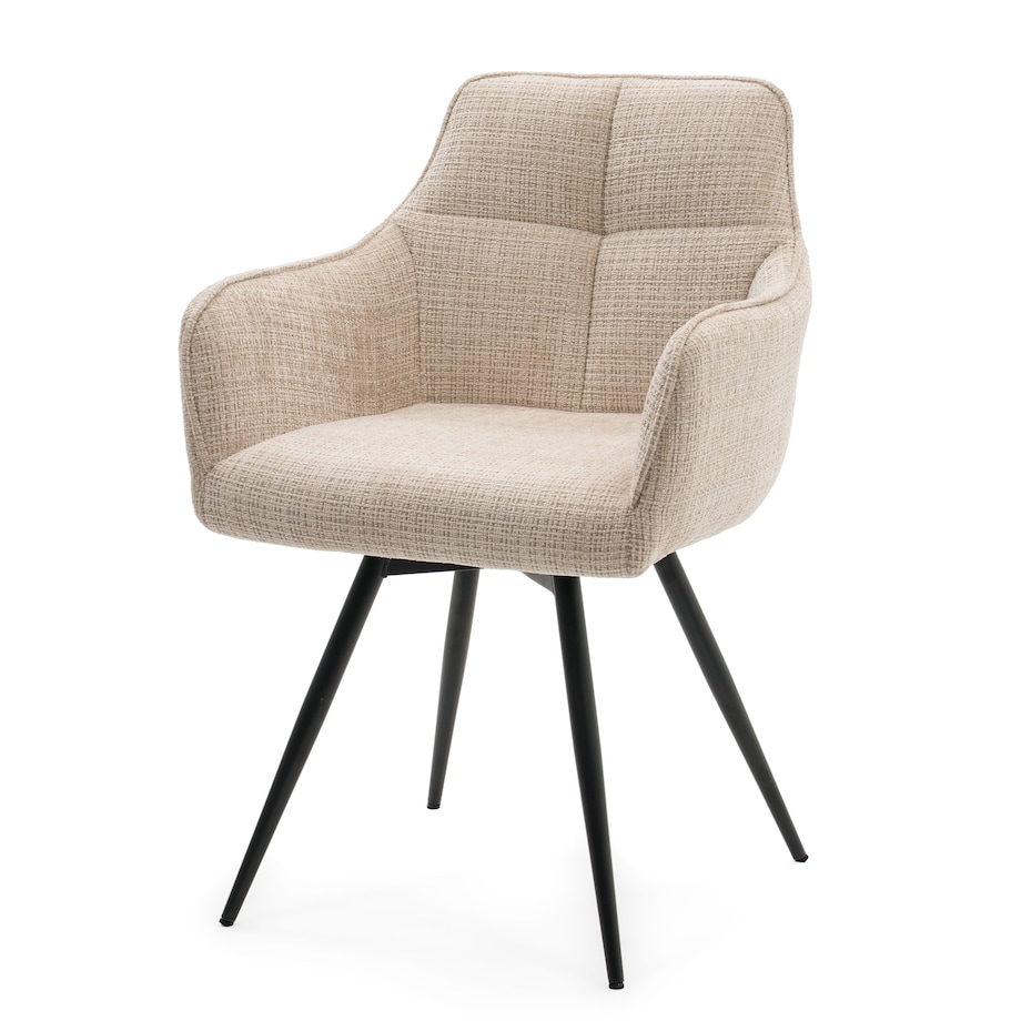 Krzesło tapicerowane obrotowe szenilowe do salonu QUATTRO jasnobeżowe