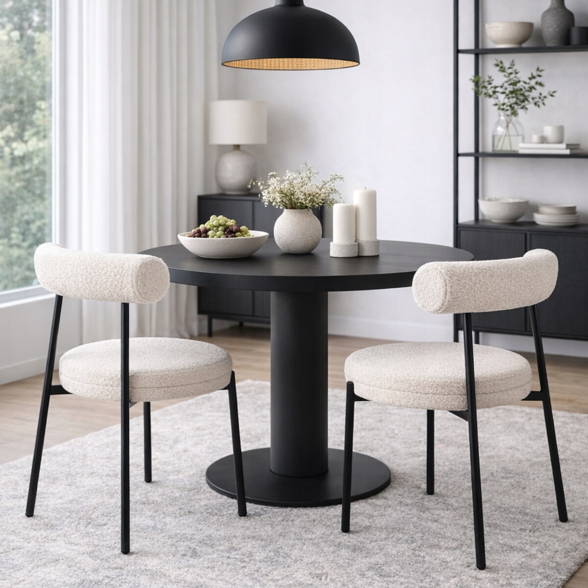 ZESTAW 2 SZTUK Krzesła VELO Biało-Czarne TEDDY Tapicerowane Nowoczesne