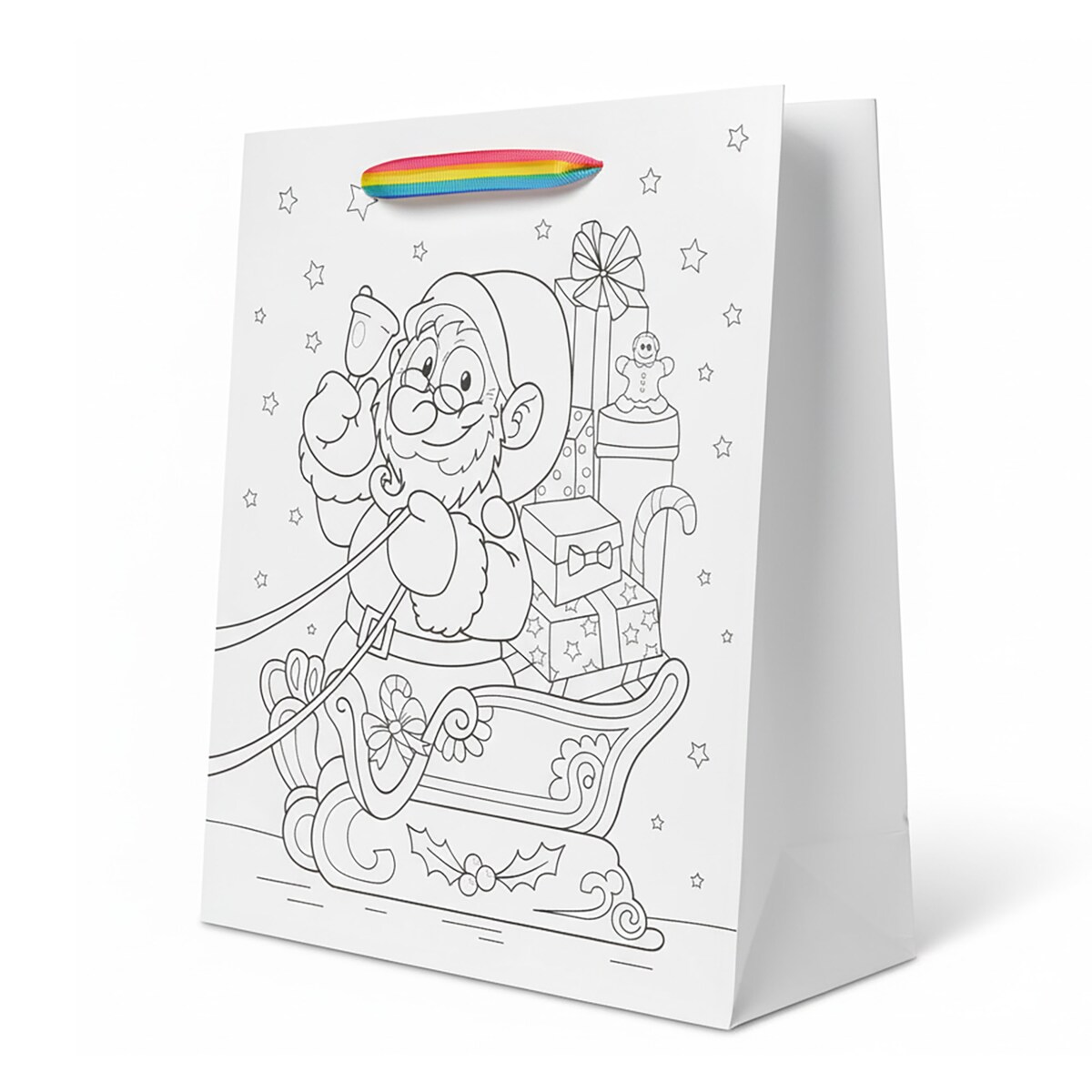 Torebka Prezentowa Na Prezent Do Kolorowania Dla Dzieci 23X18X10 Cm Sanie Mikołaja