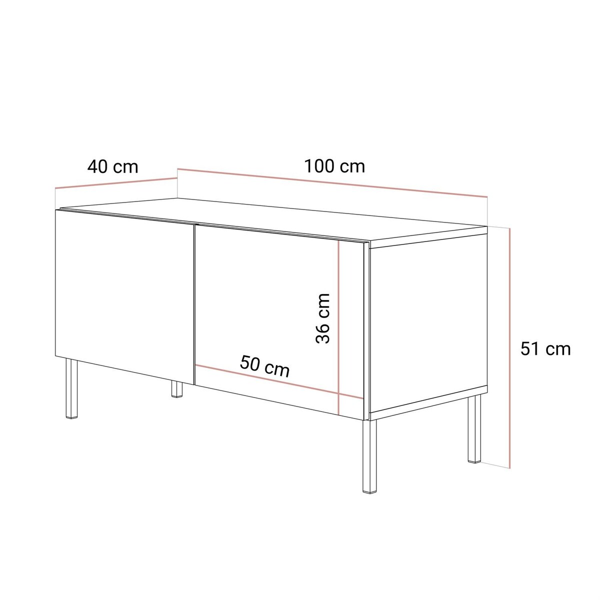 Szafka RTV COLGANTE 100 kaszmir wysoki połysk, oświetlenie LED, nóżki proste kaszmir