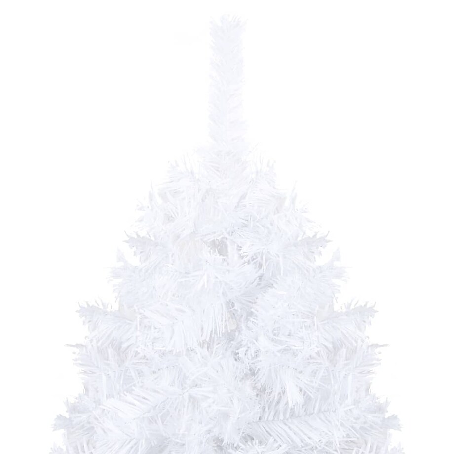 vidaXL Sztuczna choinka z lampkami i bombkami, biała, 150 cm, PVC