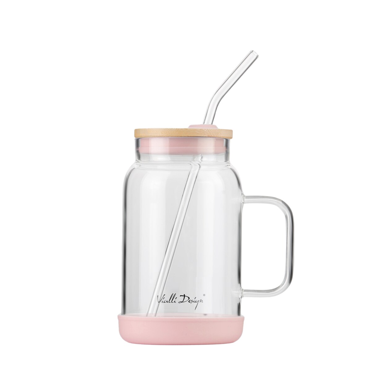 Słoik ze słomką 600 ml różowy Fuori 29842