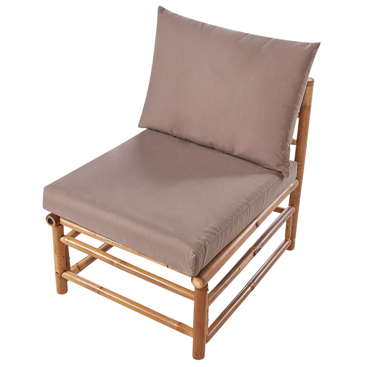 Narożnik ogrodowy ze stolikiem dla 4 osób CERRETO Lewostronny Beżowoszary Bambus