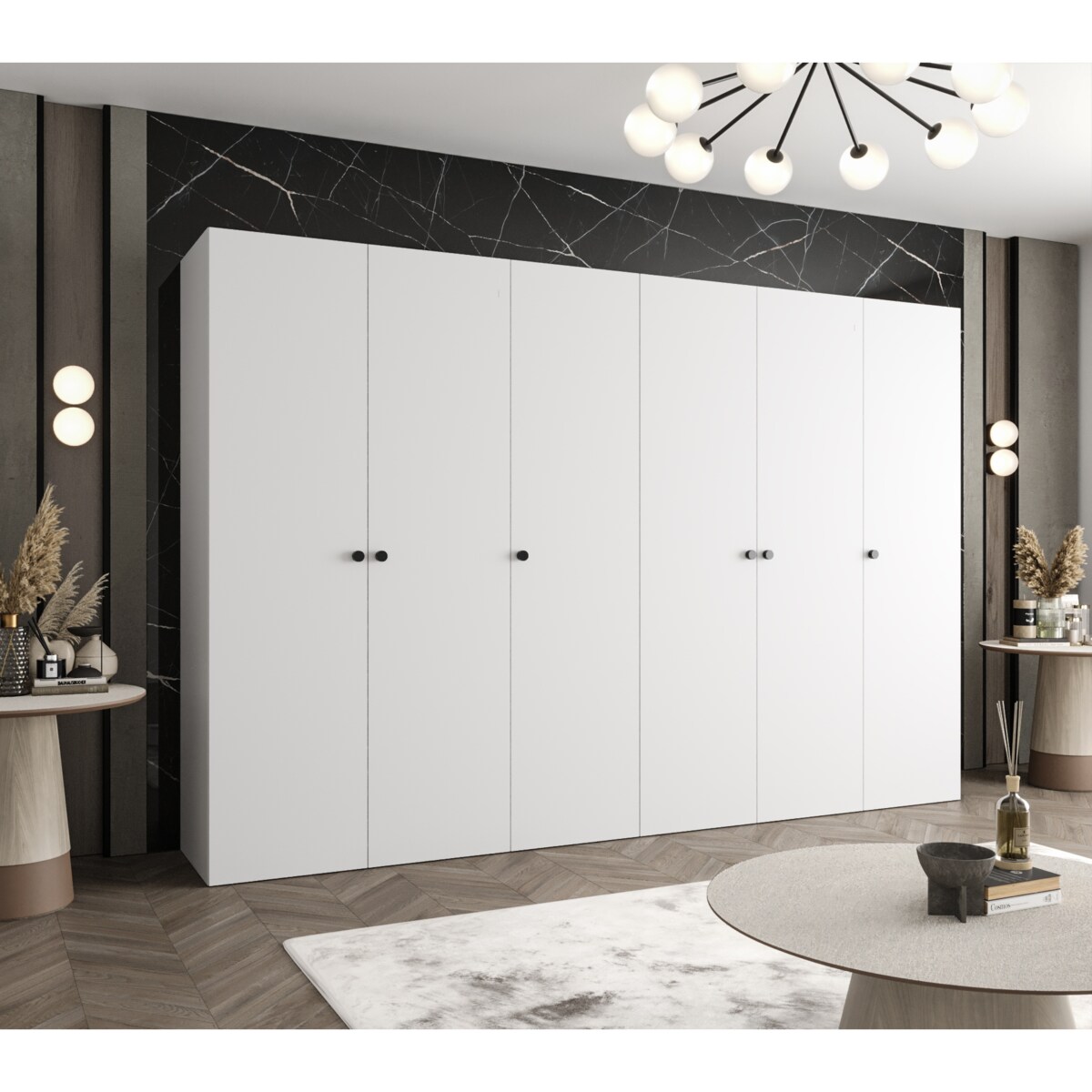 Szafa uchylna otwierana PARMA 1 300 wys. 202 cm Biały + u. Czarny