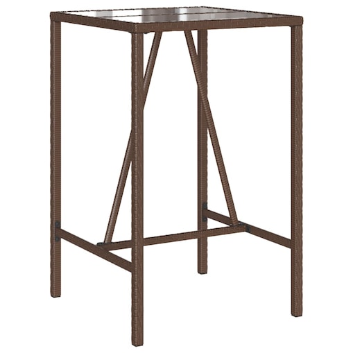 vidaXL Ogrodowy stolik barowy, brązowy, 70x70x110 cm, polirattan