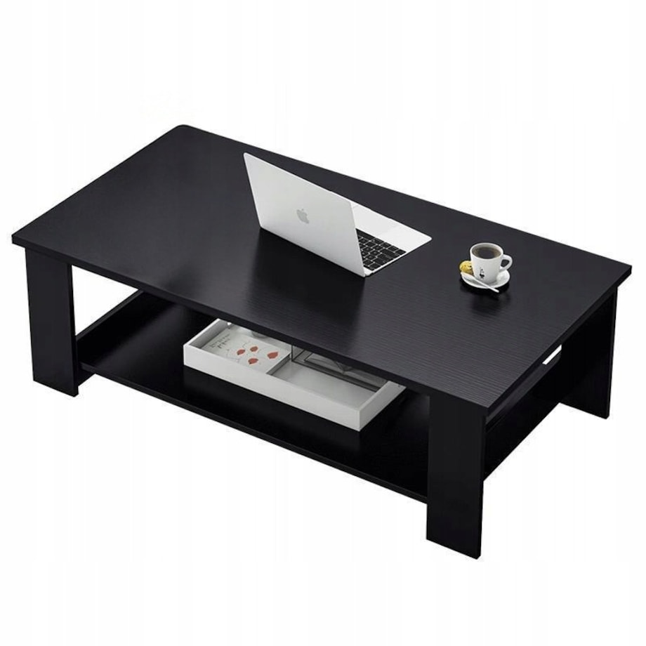 Stolik kawowy nowoczesny ława z półką pokój salon duży loft czarny 100 cm