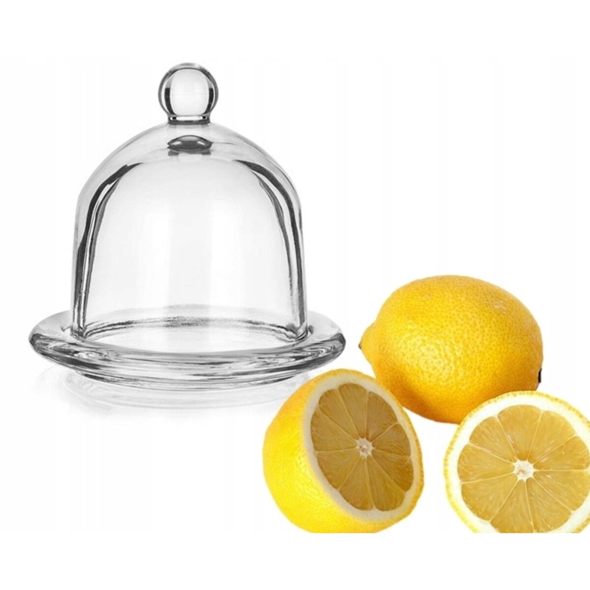 POJEMNIK NA CYTRYNĘ żywność owoce warzywa 12 cm DUŻY szklany z kloszem box