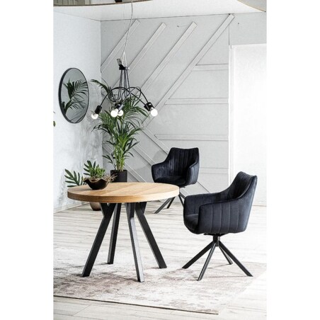 Stół rozkładany DOMINGO 100(250)x100 dąb/czarny mat