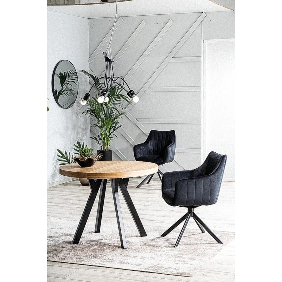 Stół rozkładany DOMINGO 100(250)x100 dąb/czarny mat