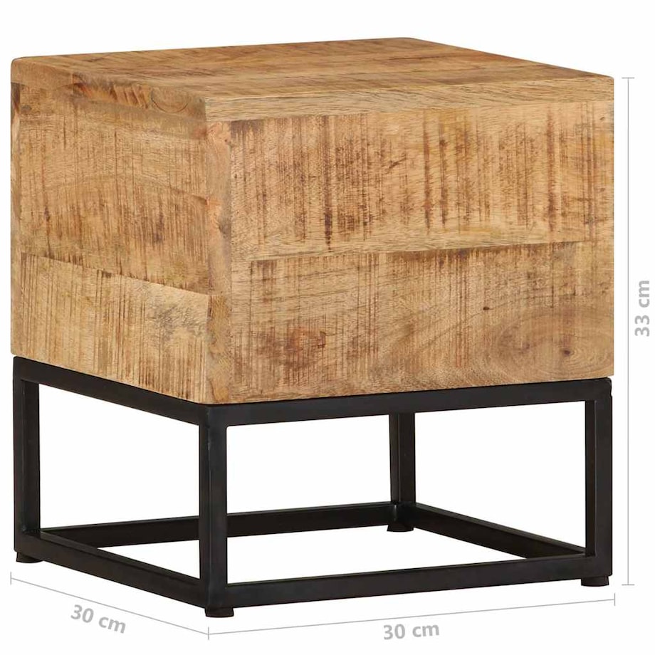 vidaXL Stolik boczny, 30x30x33 cm, surowe drewno mango