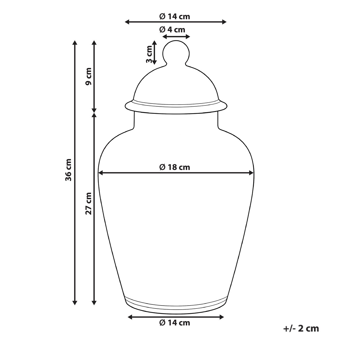 Wazon z pokrywką MOGUER Porcelana 36 cm Czerwony/ biały