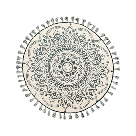 Dywan okrągły bawełniany ø 120 cm orientalny nadruk kremowo-zielony IRICE