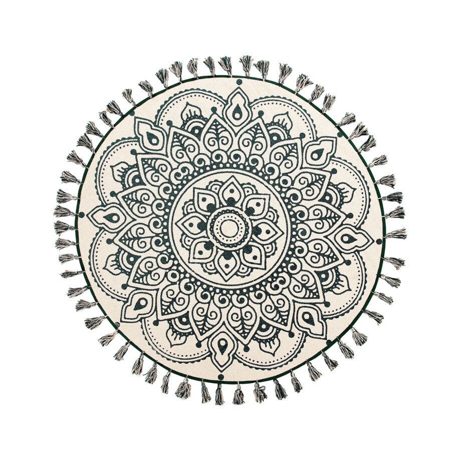 Dywan okrągły bawełniany ø 120 cm orientalny nadruk kremowo-zielony IRICE