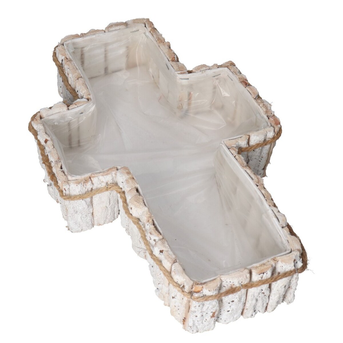 Doniczka Osłonka Drewniana Kora Krzyż Na Grób Ozodba