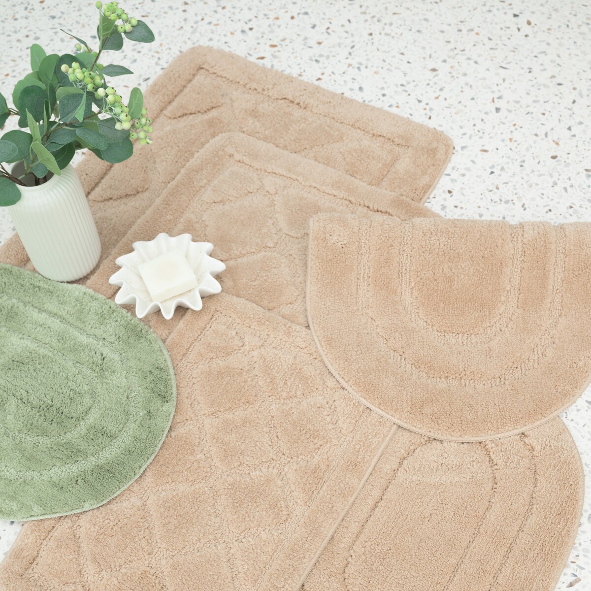 Zestaw 2szt Dywanik łazienkowy Soft 40x60 cm antypoślizgowy owalny beżowy