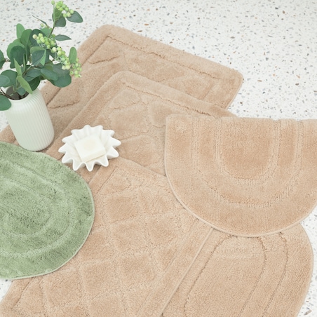 Zestaw 2szt Dywanik łazienkowy Soft 40x60 cm antypoślizgowy owalny beżowy