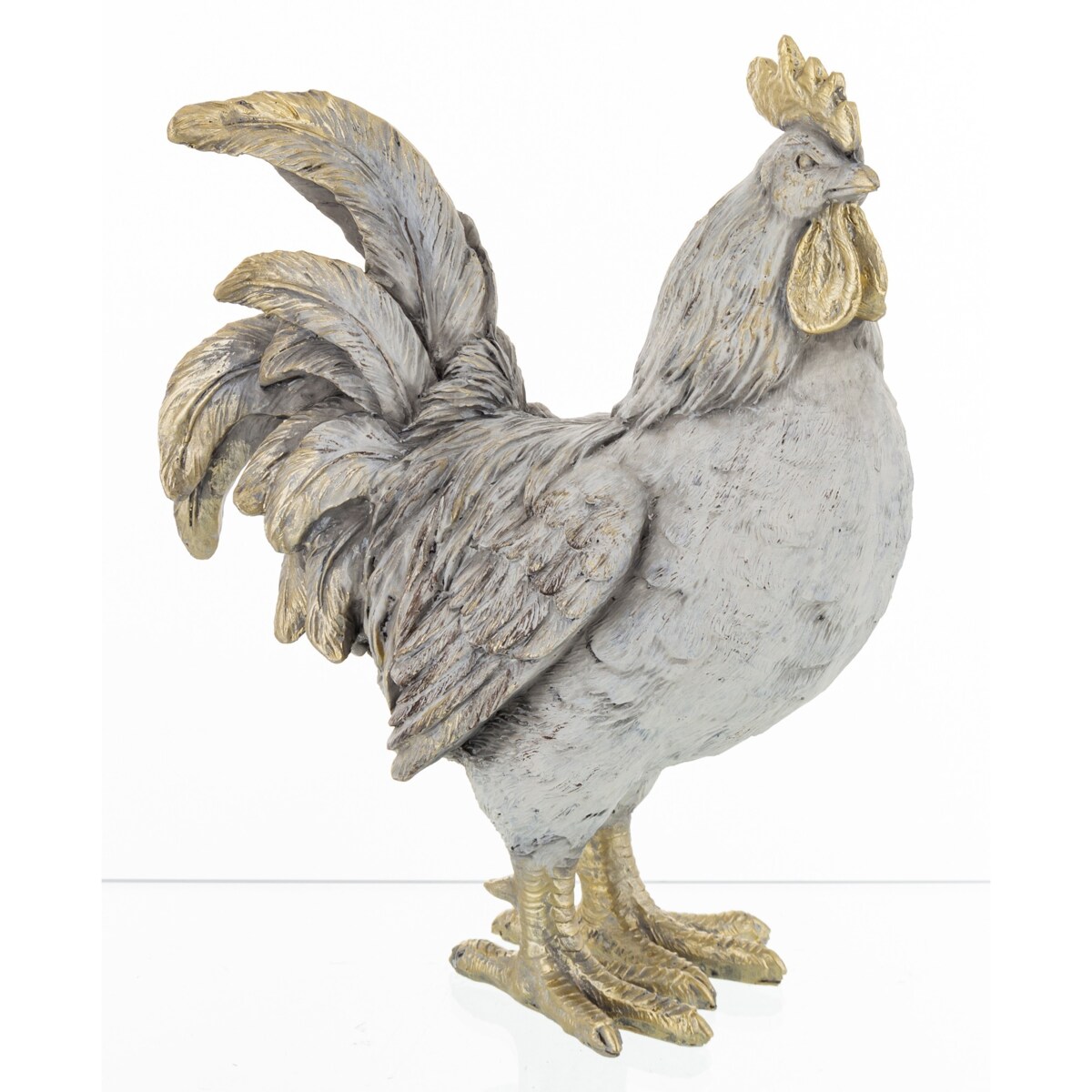 Dekoracja - para kogut i kura 26x10,5x21 i 22x10x20 cm PLOMFEE szary
