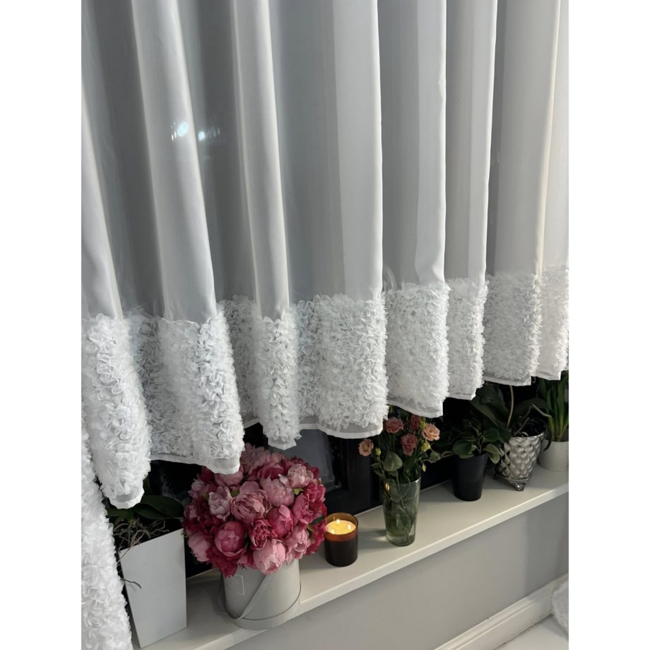 firana "lumiere 3d" z szyfonu biała | 140x250 taśma