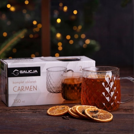 Komplet szklanek CARMEN 350 ml 2szt na kawę herbatę napoje box prezent