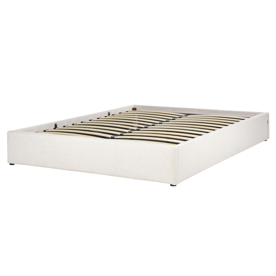 Łóżko z pojemnikiem boucle 160 x 200 cm złamana biel DINAN