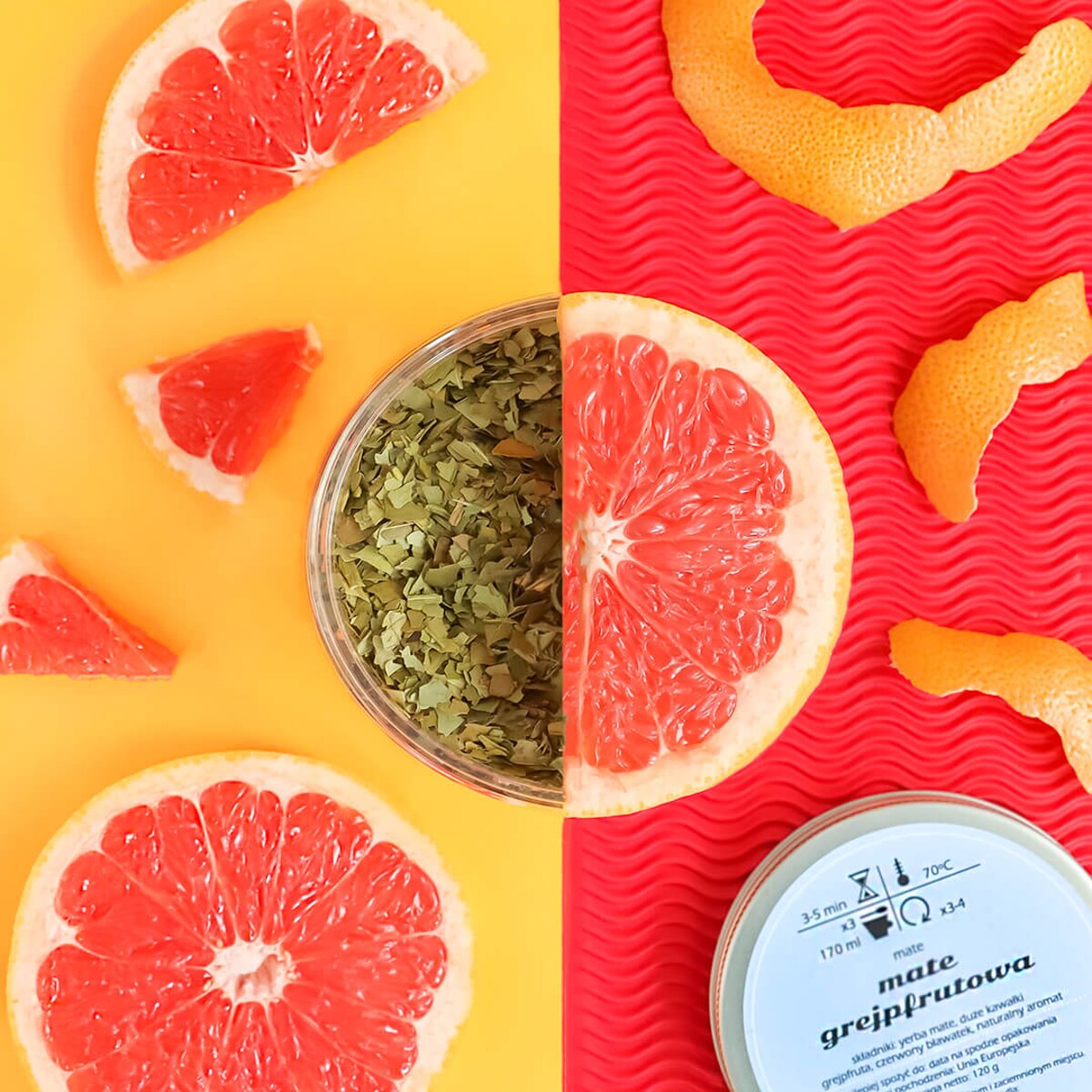 Herbata YERBA MATE GREJPFRUTOWA o smaku pobudzającego grejpfruta PREMIUM - herbata liściasta sypana mieszanka napar susz - gotowa na prezent upominek