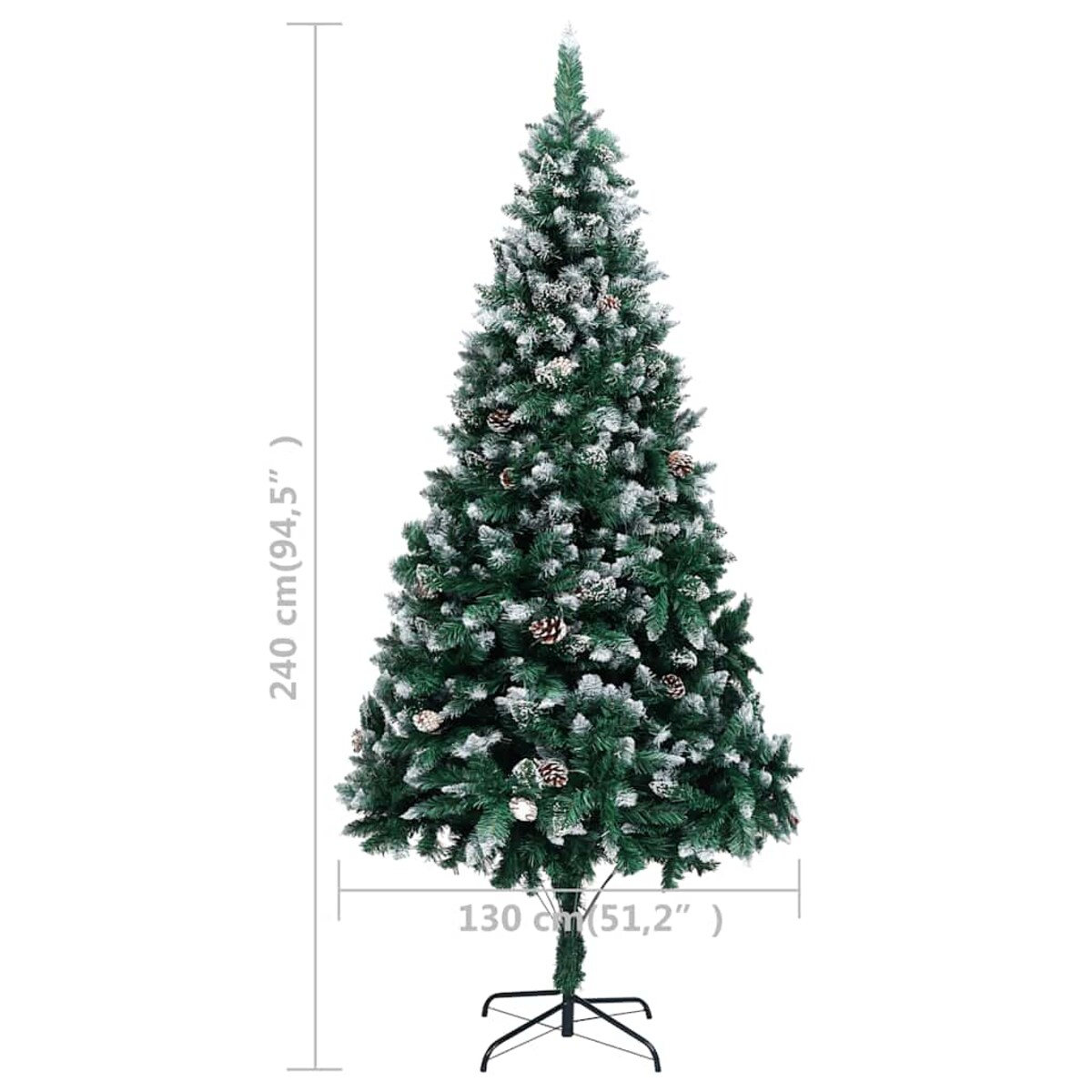 vidaXL Sztuczna choinka z lampkami, bombkami i szyszkami, 240 cm